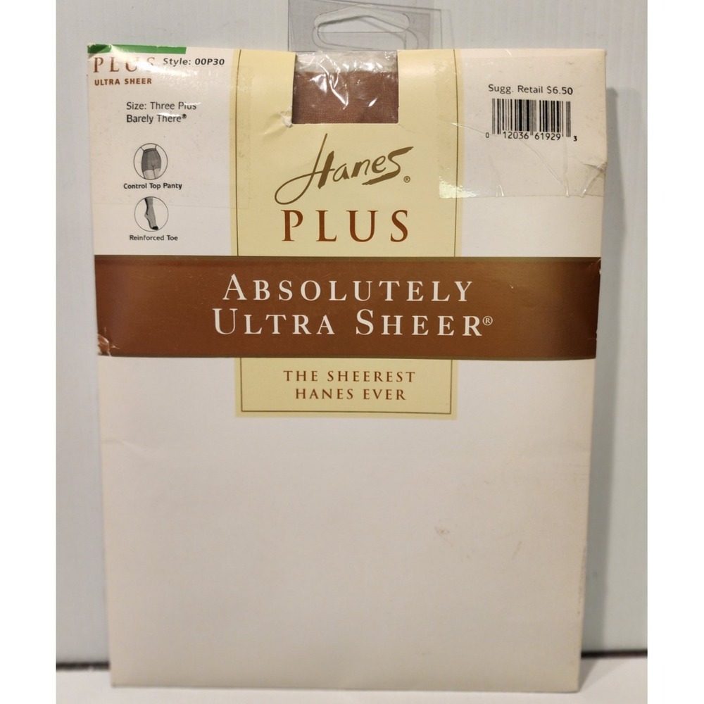 Hanes Plus Absolutely Ultra‎ sheer control top pantyhose Barely There Size 3+